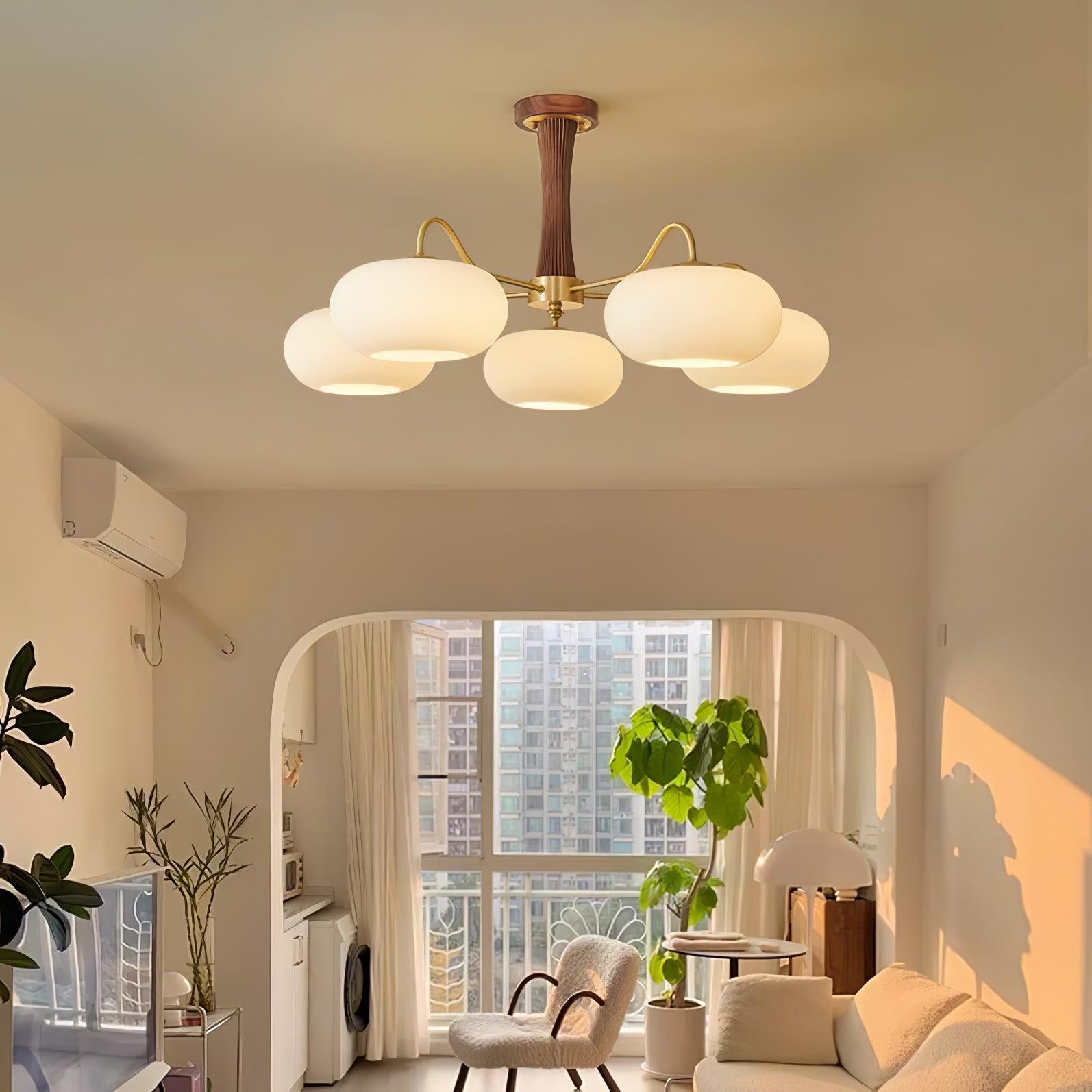 Lustra Chandelier Brass Wooden Persimmon - Letslighting