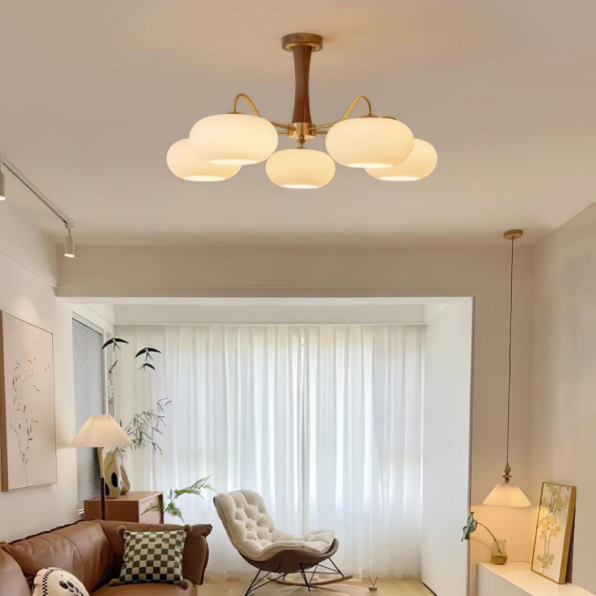 Lustra Chandelier Brass Wooden Persimmon - Letslighting