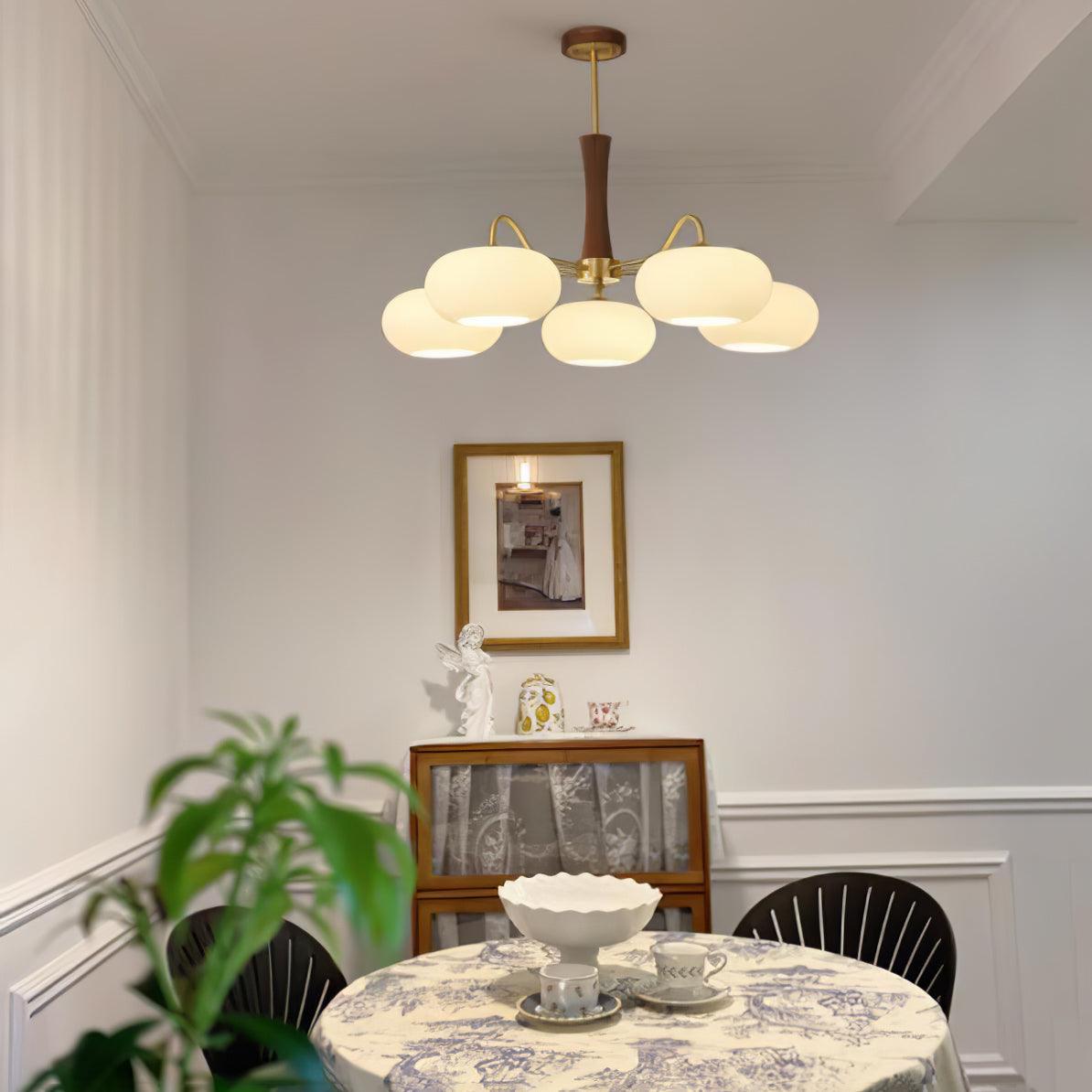 Lustra Chandelier Brass Wooden Persimmon - Letslighting