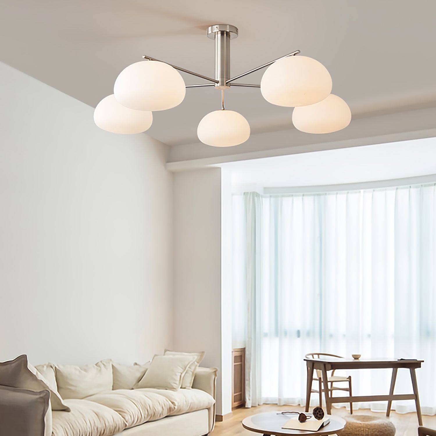 Silva Modern LED Metal Multi Glass Globe White Lampshade Bedroom Living Room Pendant Light, Gold/Nickel