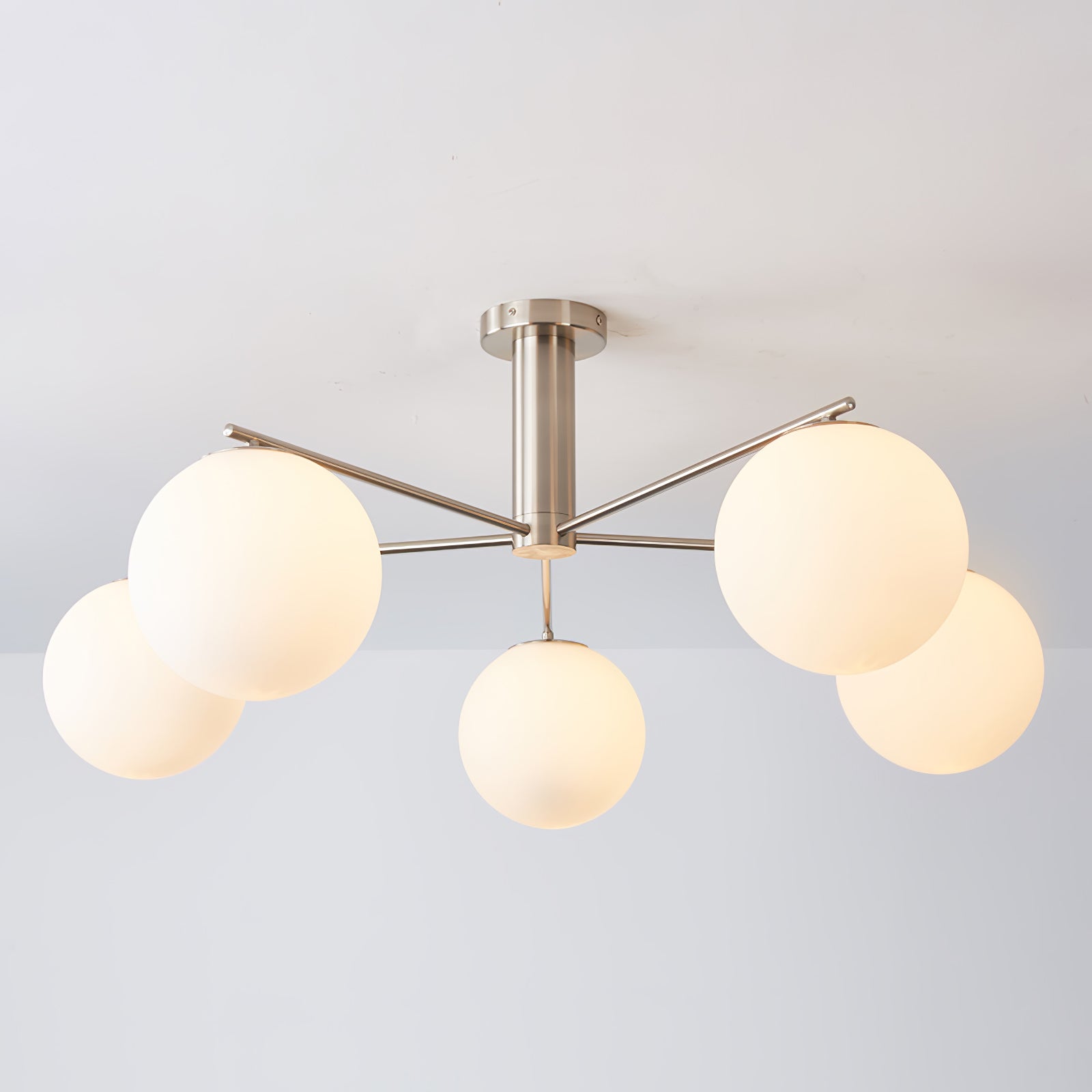 Silva Modern LED Metal Multi Glass Globe White Lampshade Bedroom Living Room Pendant Light, Gold/Nickel
