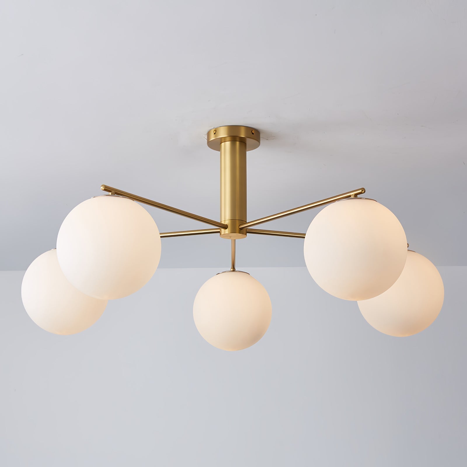 Silva Modern LED Metal Multi Glass Globe White Lampshade Bedroom Living Room Pendant Light, Gold/Nickel