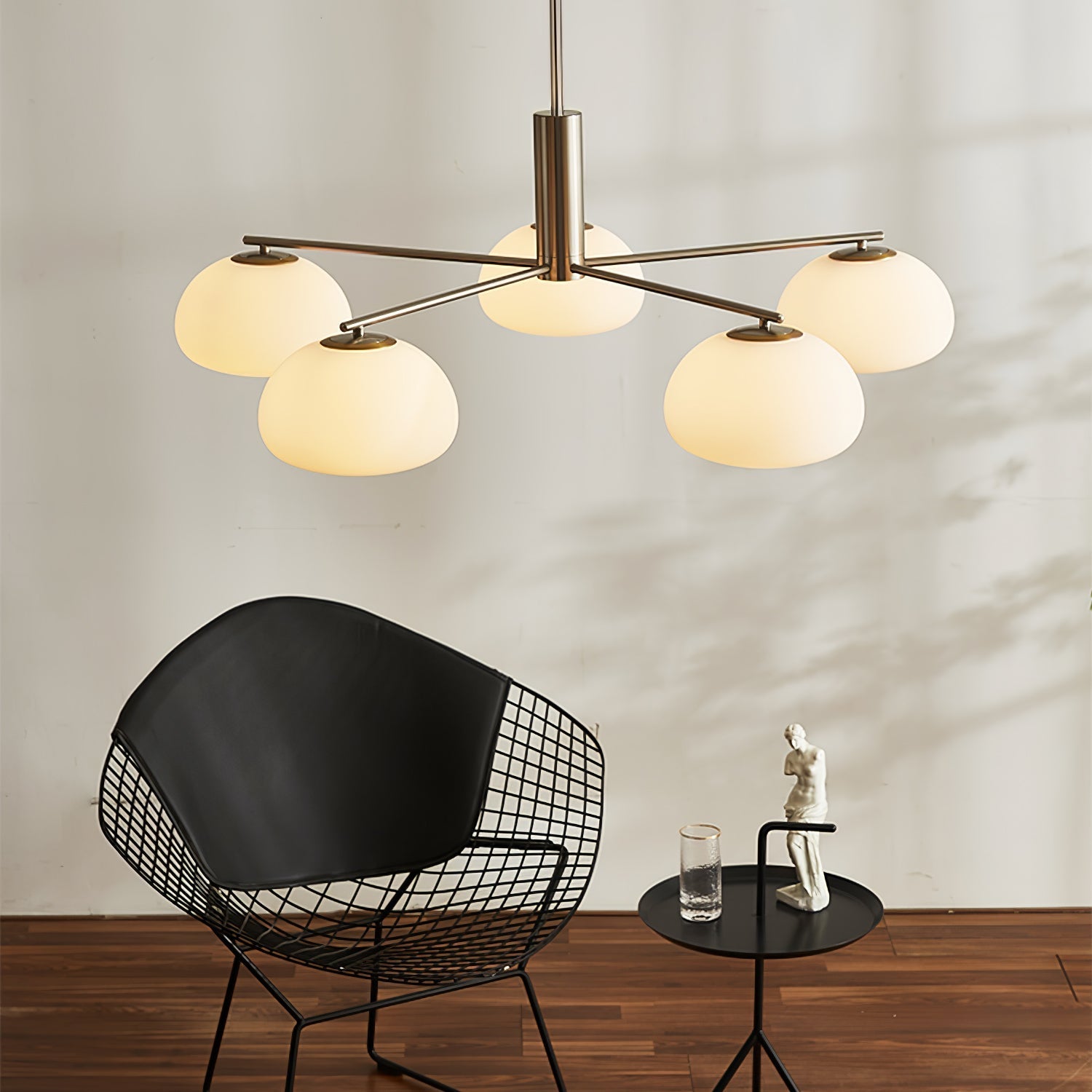 Silva Modern LED Metal Multi Glass Globe White Lampshade Bedroom Living Room Pendant Light, Gold/Nickel