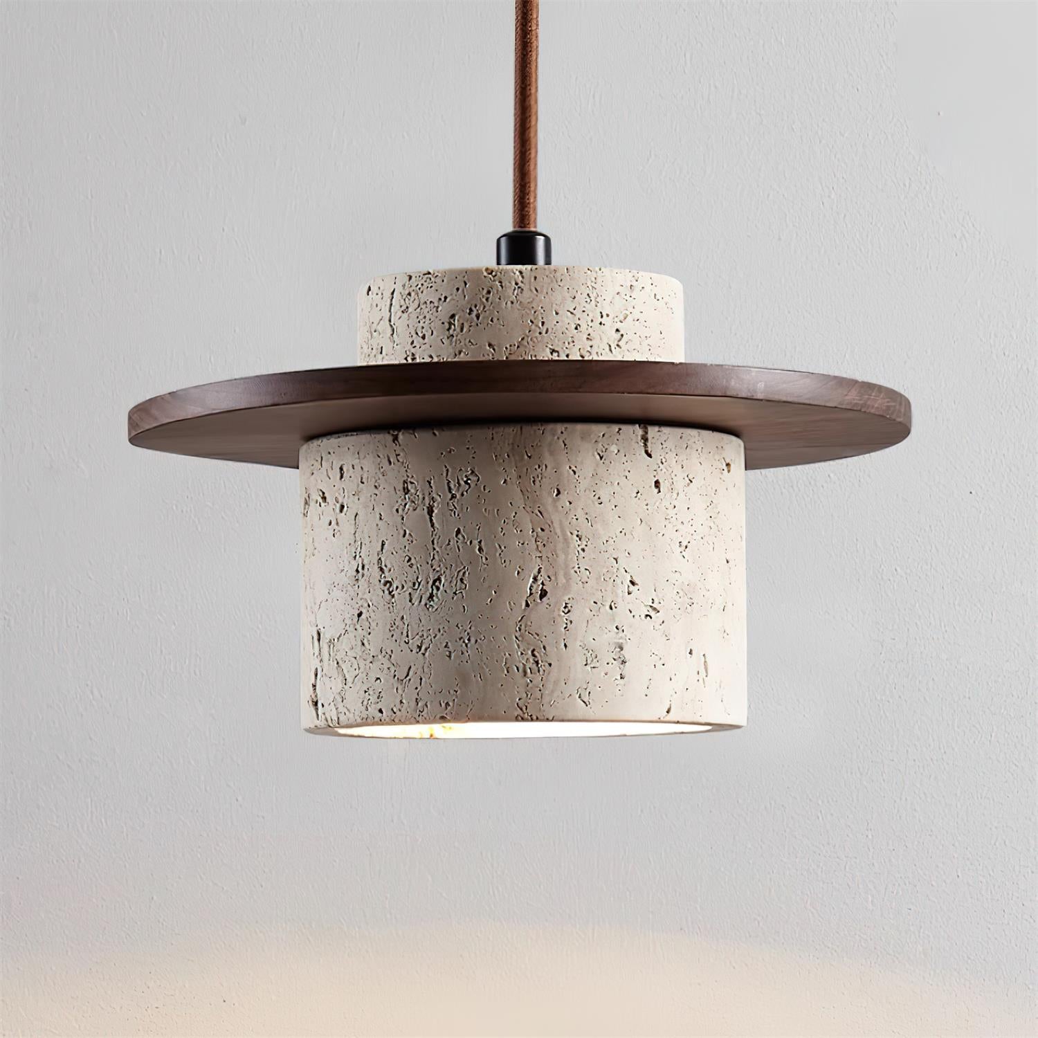 Virelli Applique Murale Cylindre en Travertin Bois de Noyer Scandinave - Neutralighting