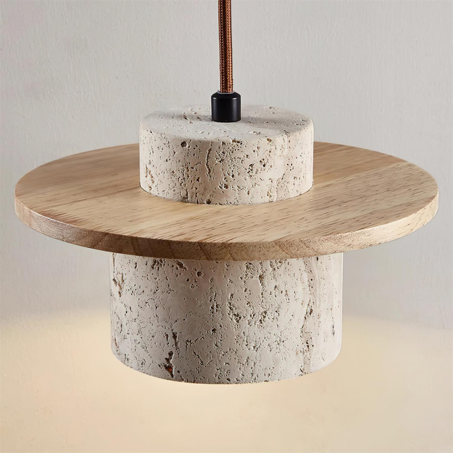 Virelli Applique Murale Cylindre en Travertin Bois de Noyer Scandinave - Neutralighting