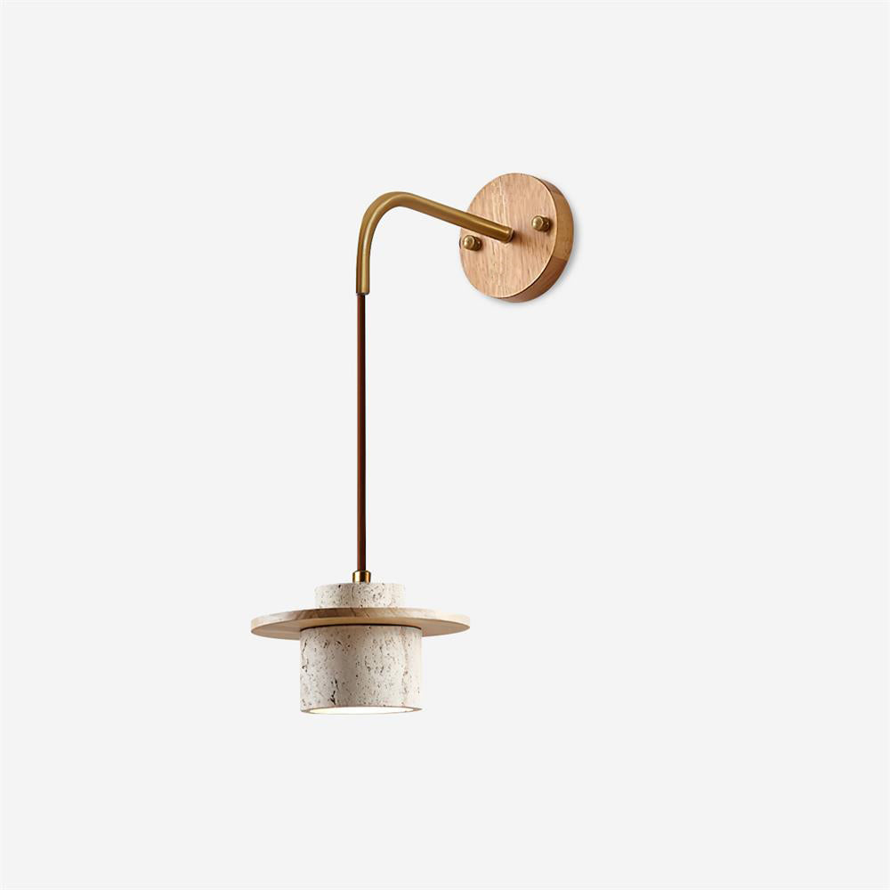 Virelli Applique Murale Cylindre en Travertin Bois de Noyer Scandinave - Neutralighting