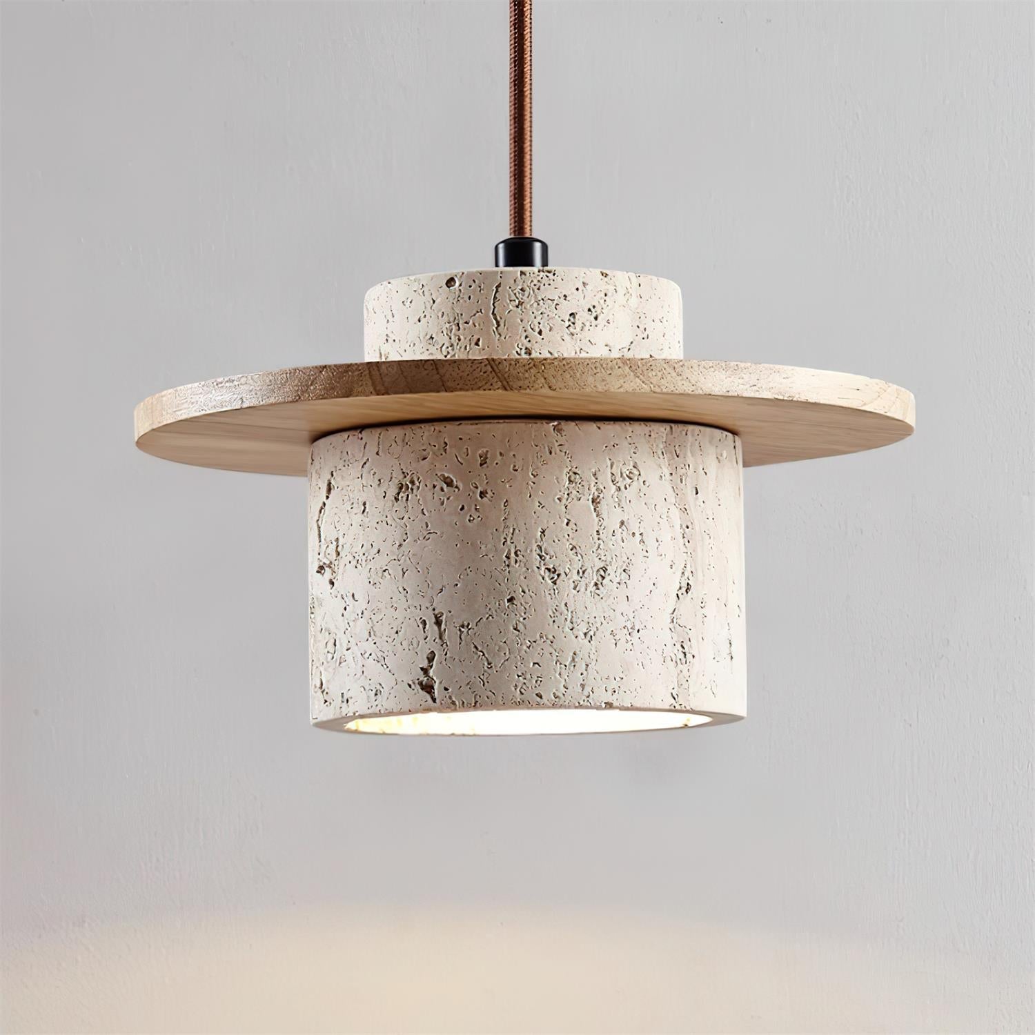 Virelli Applique Murale Cylindre en Travertin Bois de Noyer Scandinave - Neutralighting