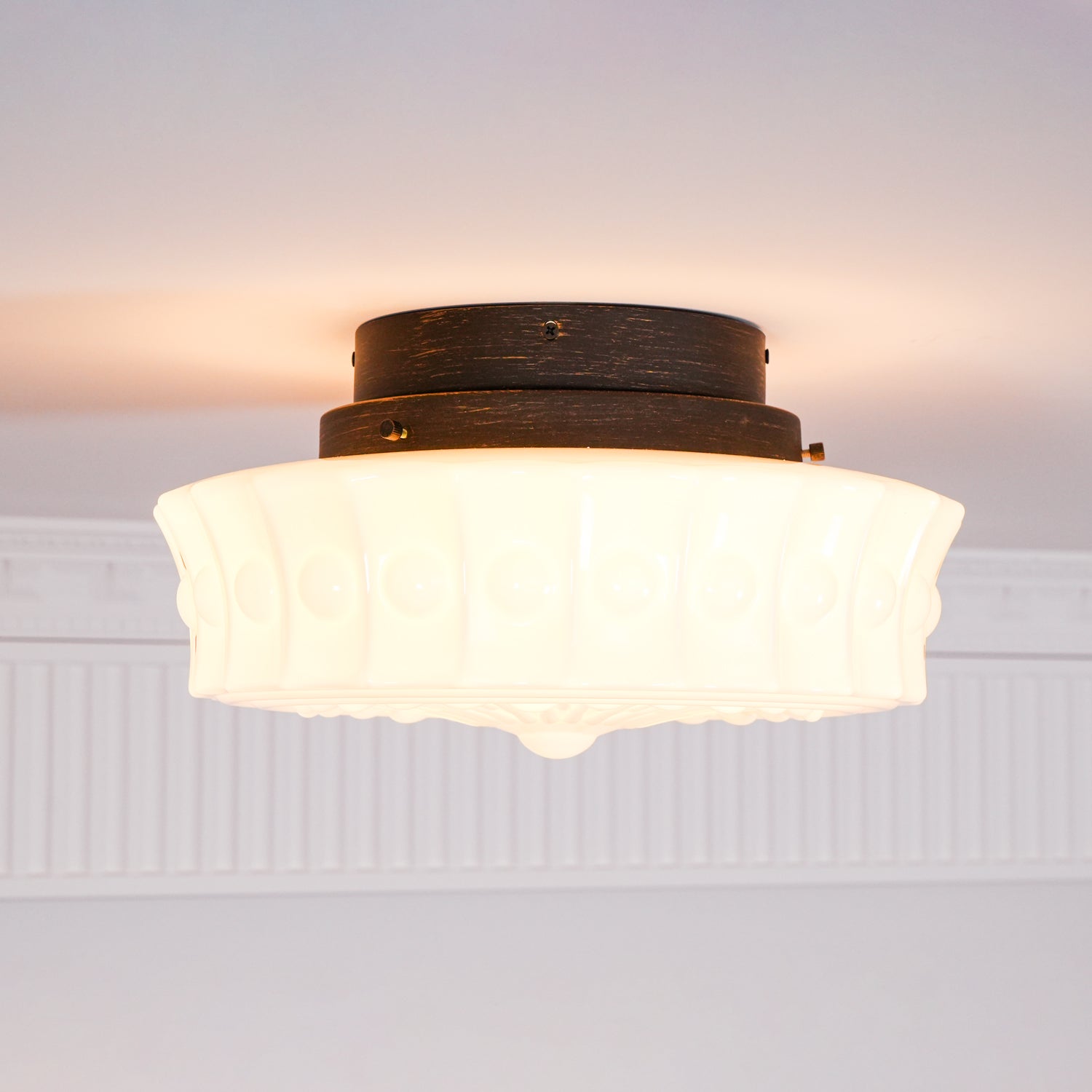 Solara Ceiling Lamp White Glass Floral for Living Room - Letslighting