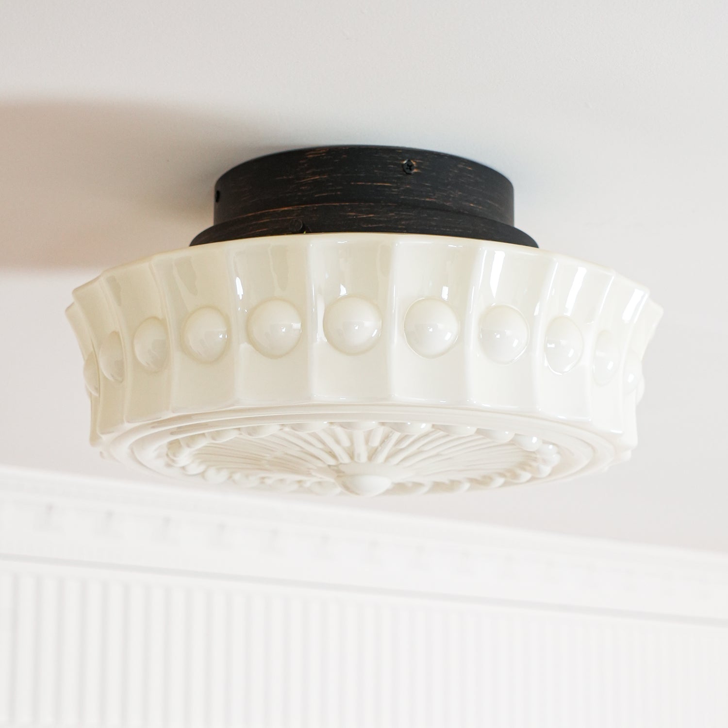 Solara Ceiling Lamp White Glass Floral for Living Room - Letslighting