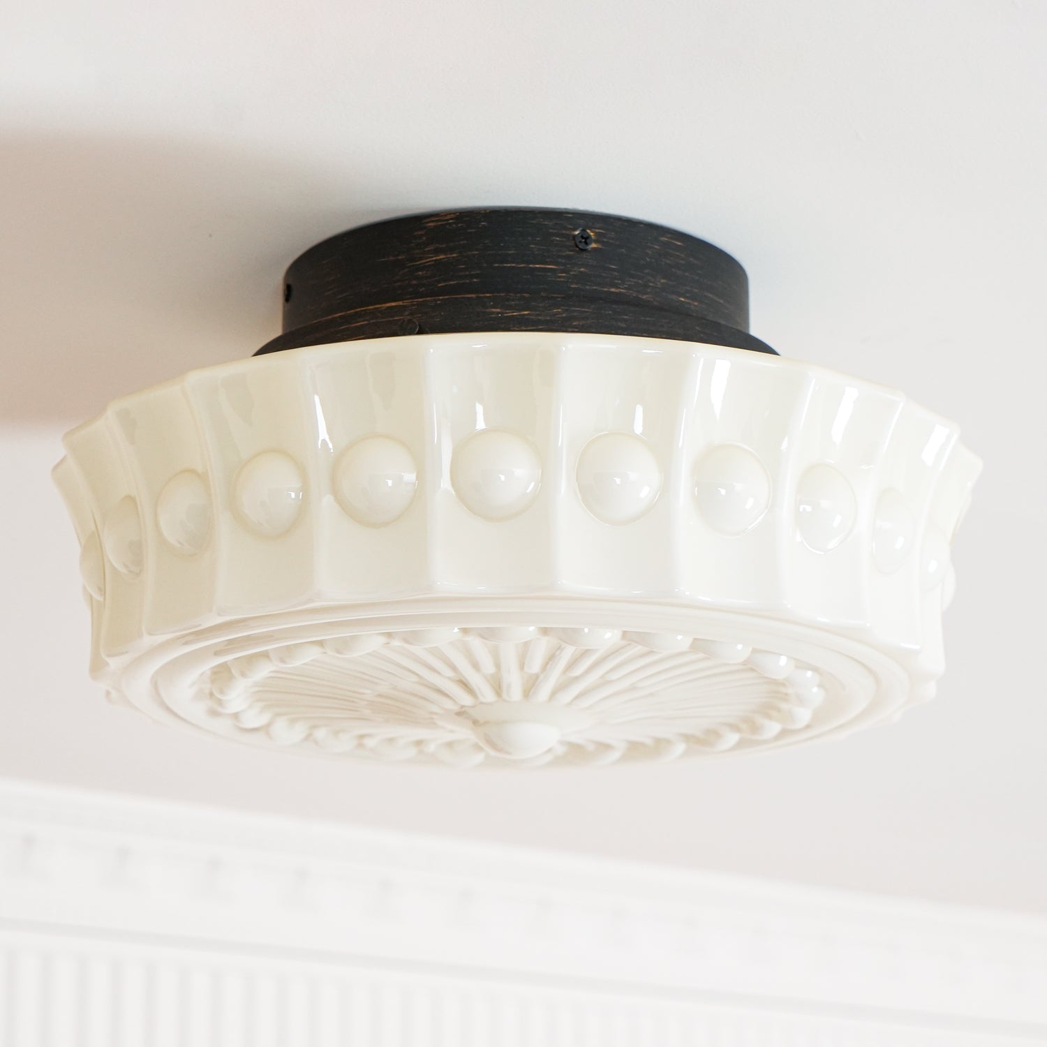 Solara Ceiling Lamp White Glass Floral for Living Room - Letslighting