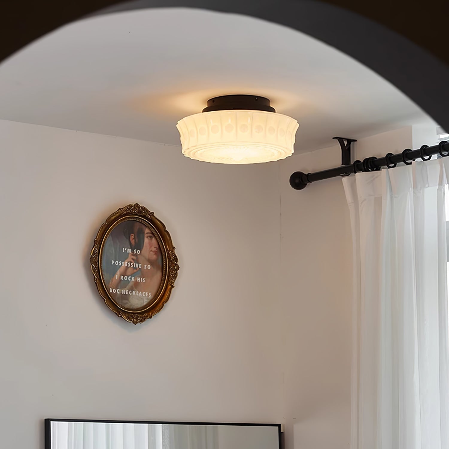 Solara Ceiling Lamp White Glass Floral for Living Room - Letslighting