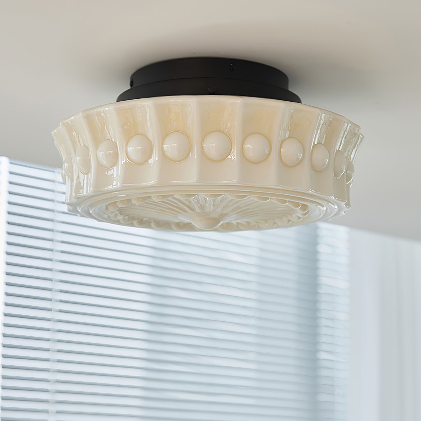 Solara Ceiling Lamp White Glass Floral for Living Room - Letslighting