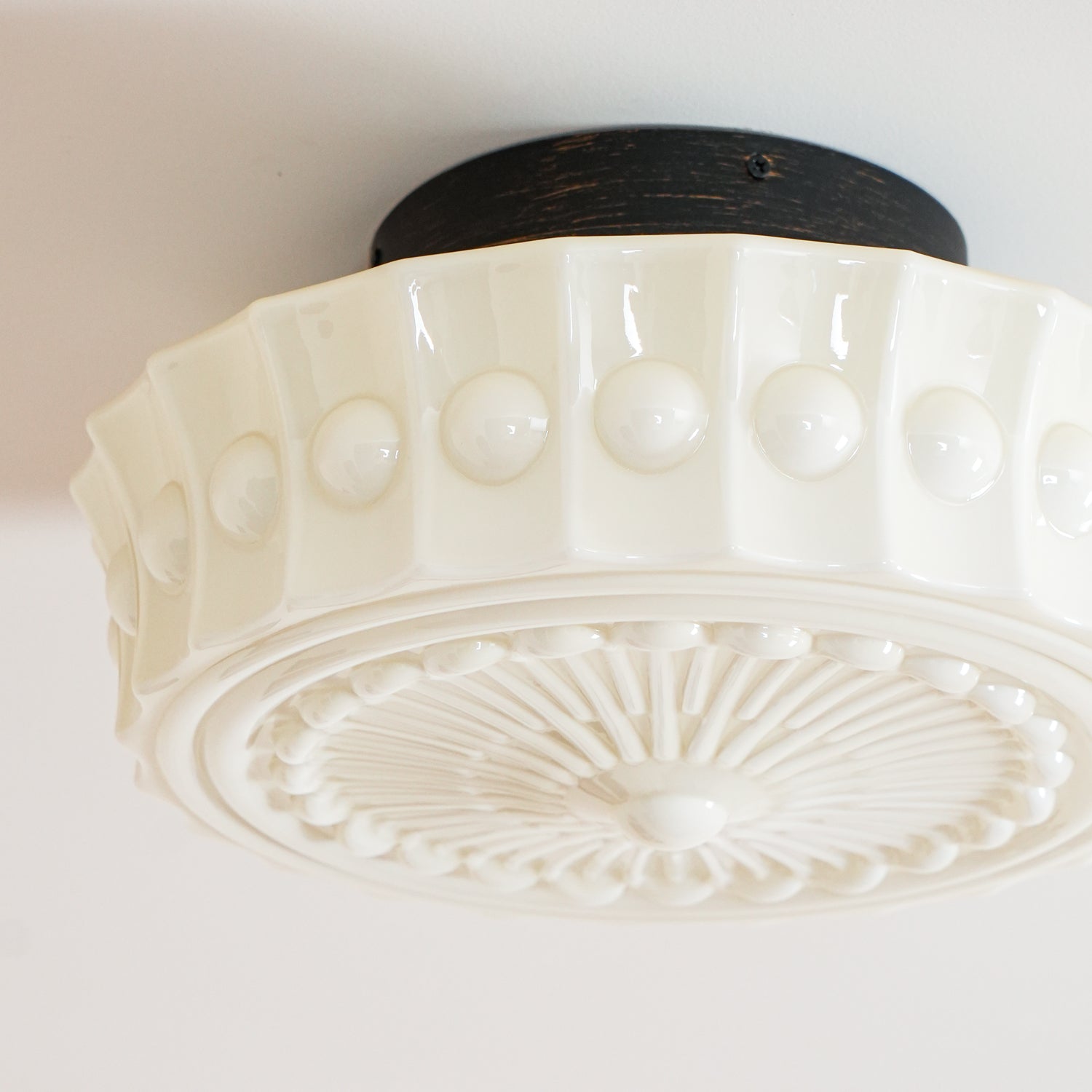 Solara Ceiling Lamp White Glass Floral for Living Room - Letslighting