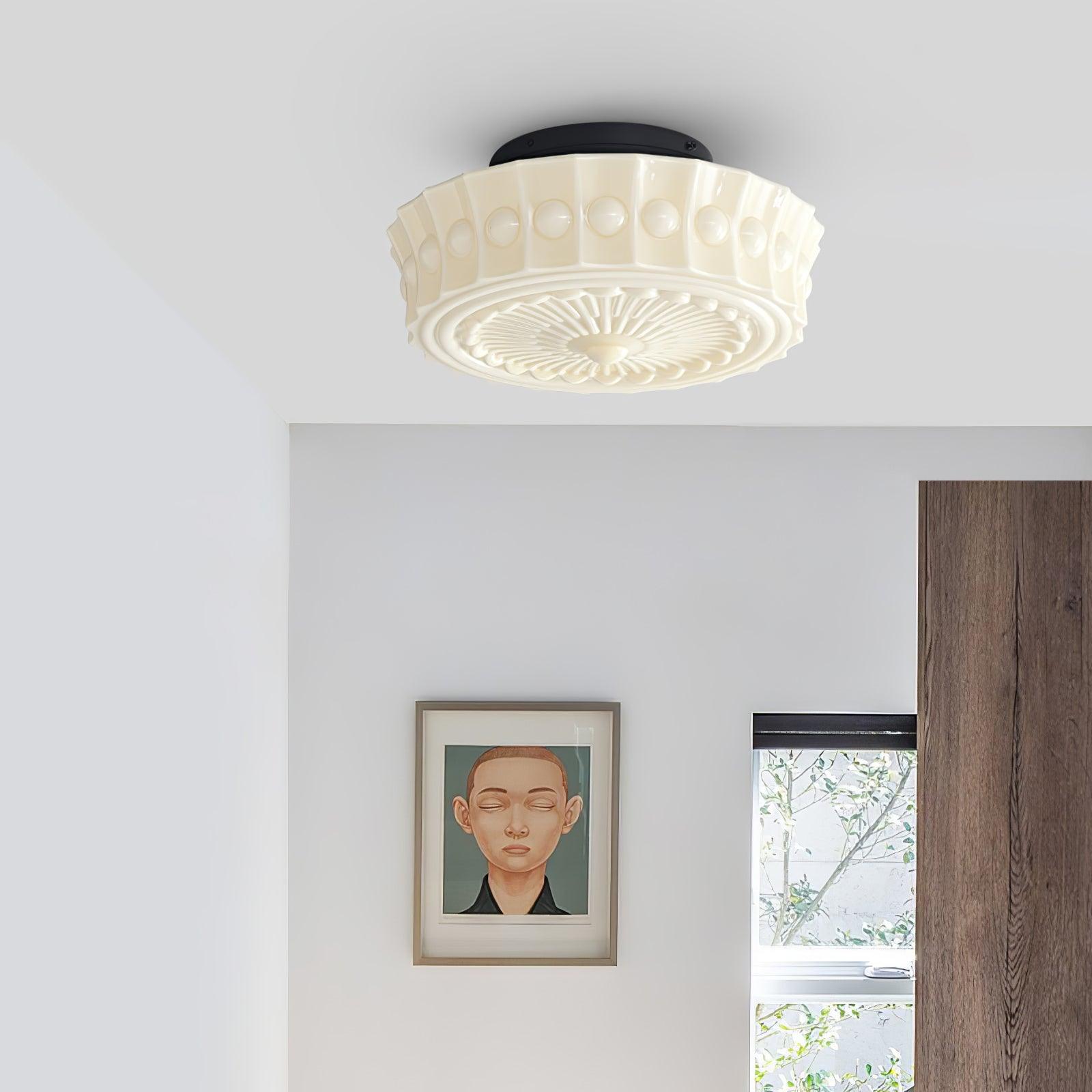 Solara Ceiling Lamp White Glass Floral for Living Room - Letslighting