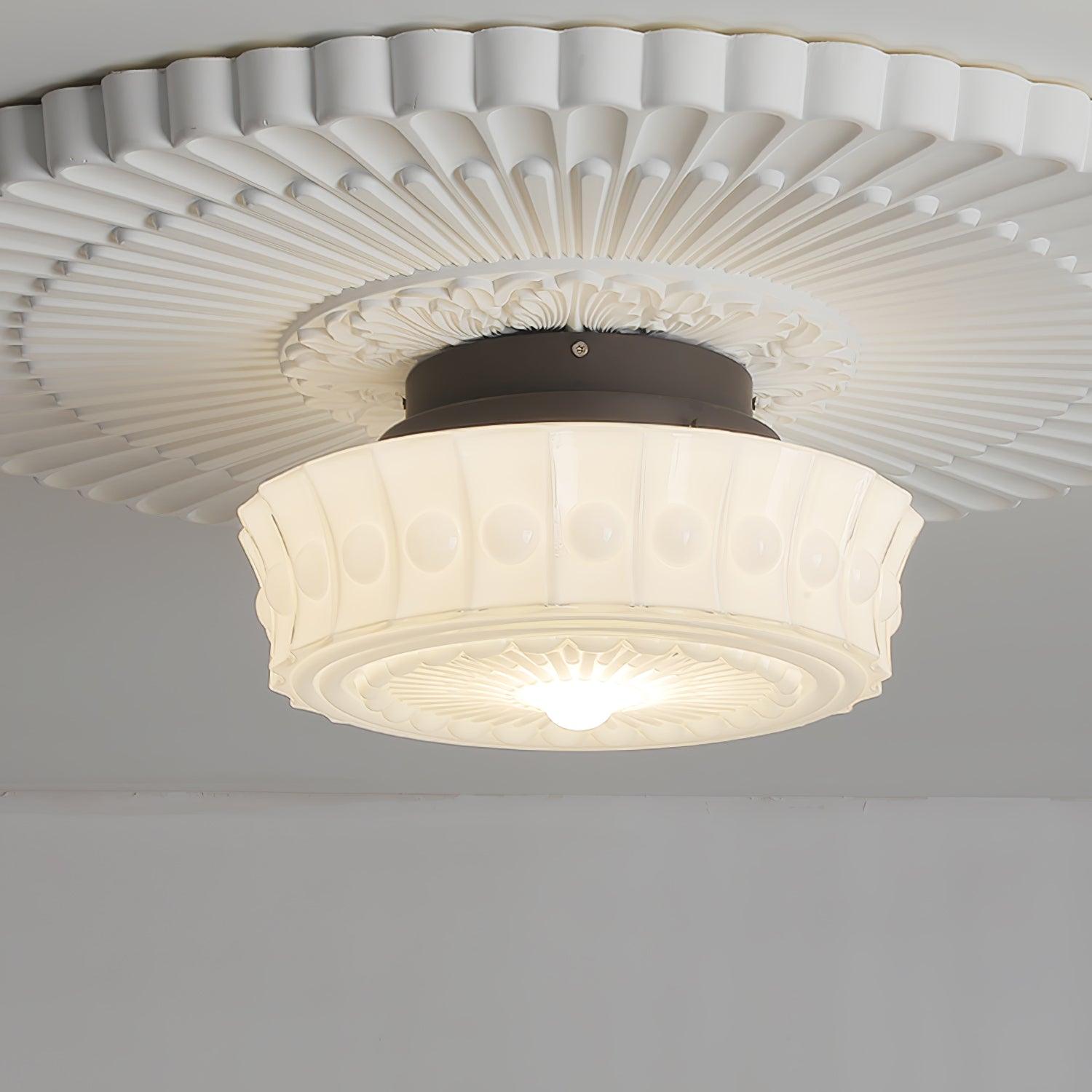 Solara Ceiling Lamp White Glass Floral for Living Room - Letslighting