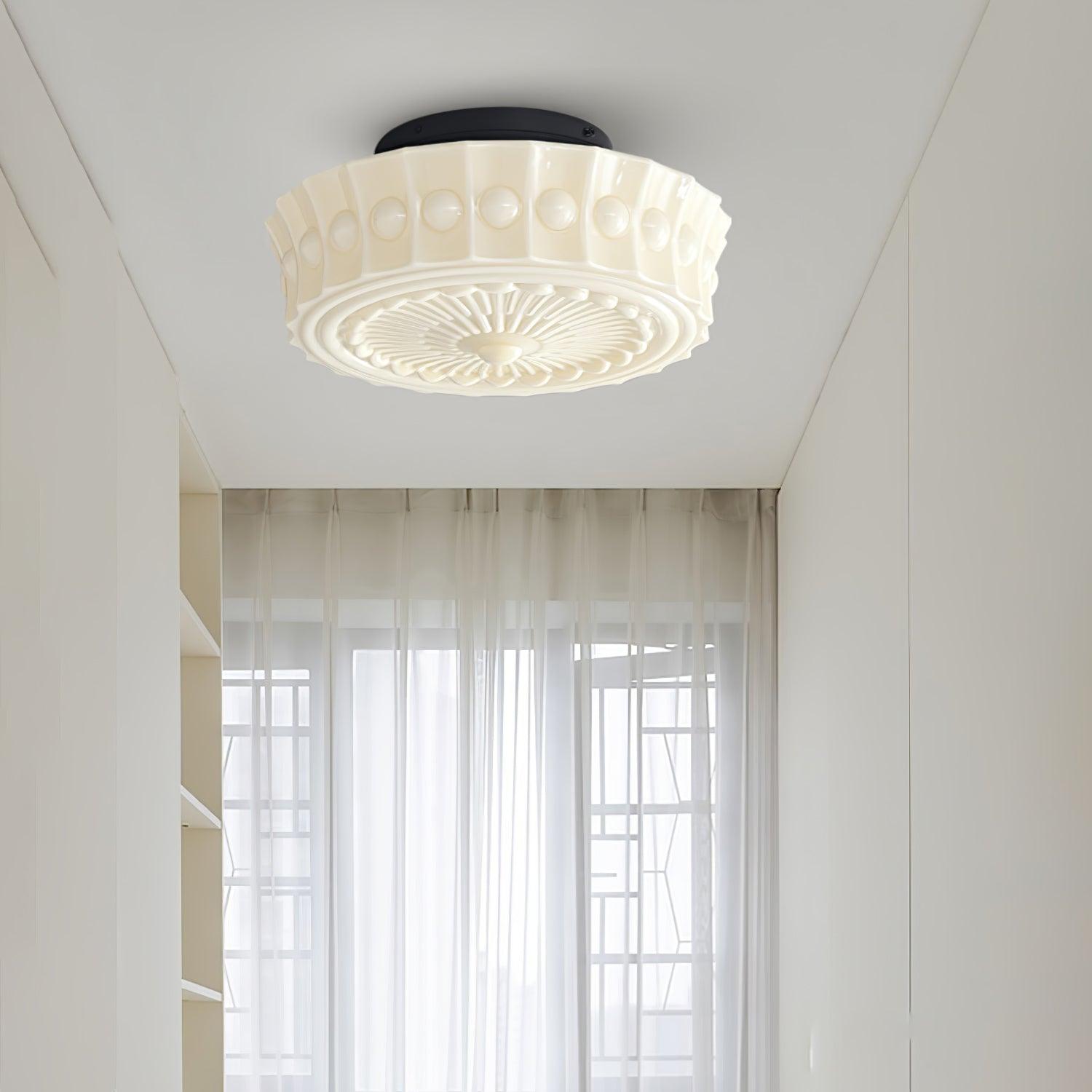 Solara Ceiling Lamp White Glass Floral for Living Room - Letslighting