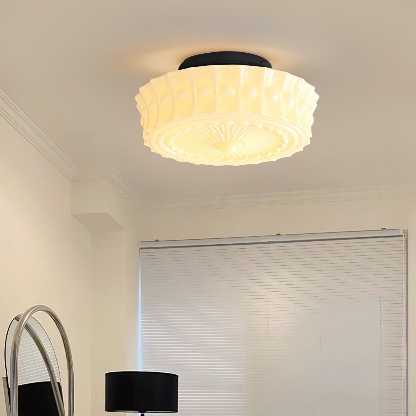 Solara Ceiling Lamp White Glass Floral for Living Room - Letslighting