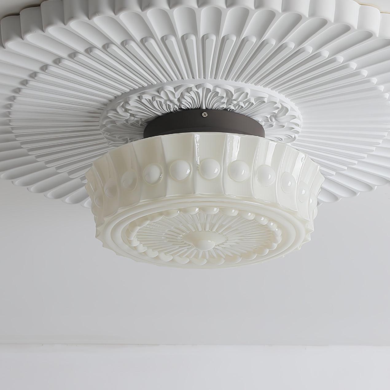 Solara Ceiling Lamp White Glass Floral for Living Room - Letslighting