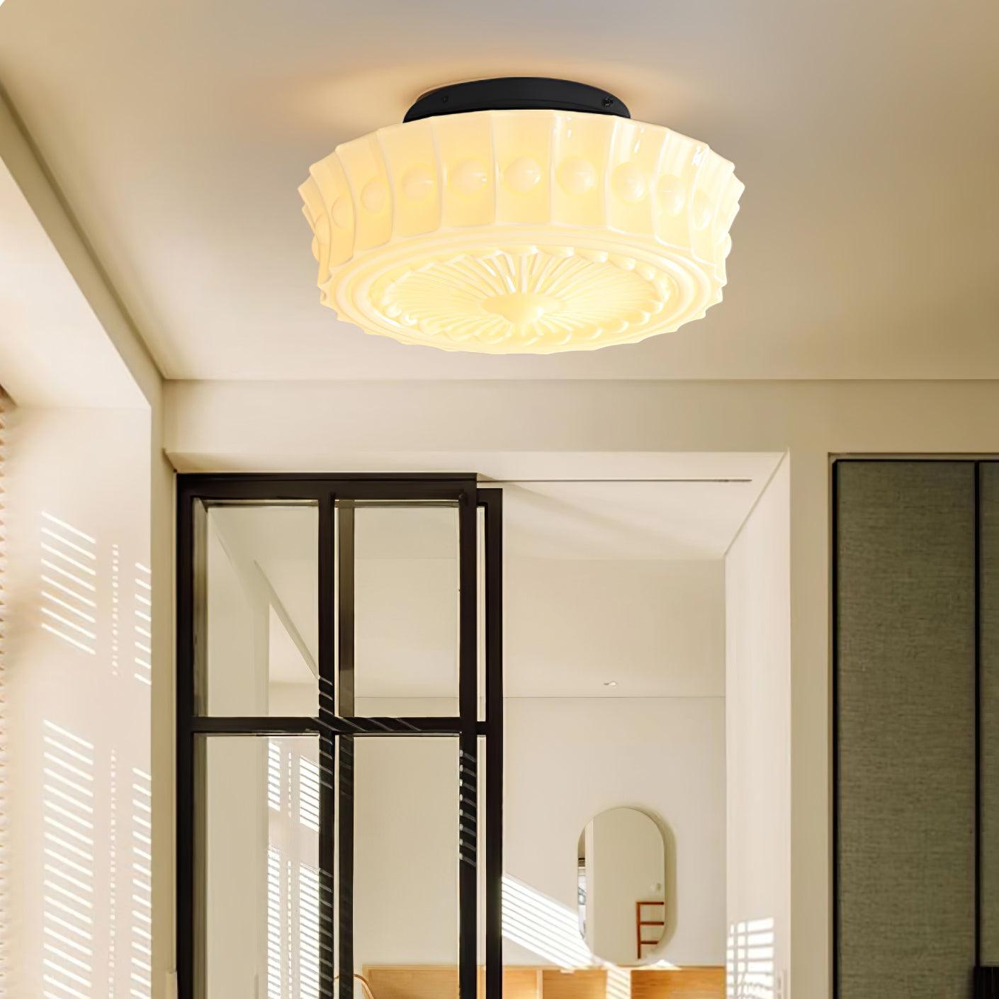Solara Ceiling Lamp White Glass Floral for Living Room - Letslighting