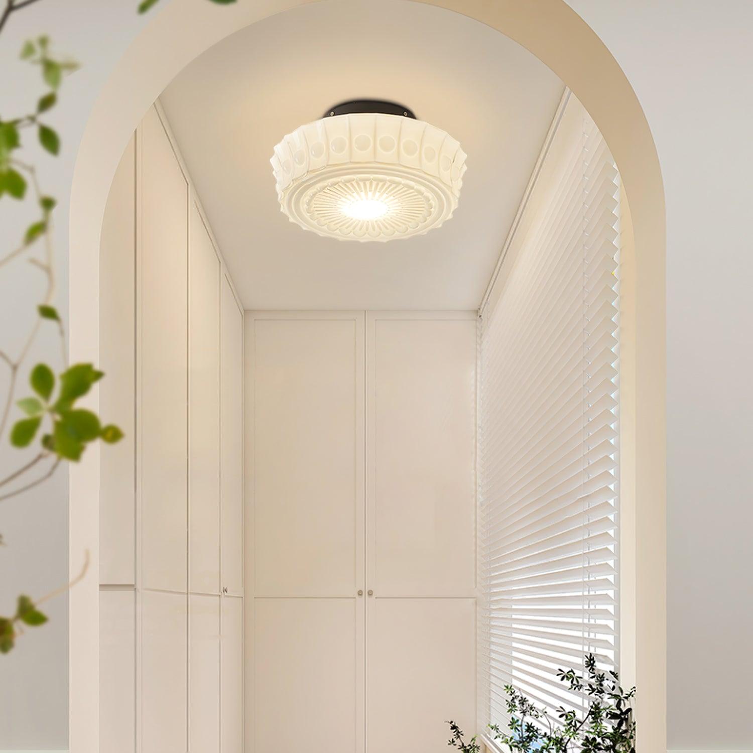Solara Ceiling Lamp White Glass Floral for Living Room - Letslighting