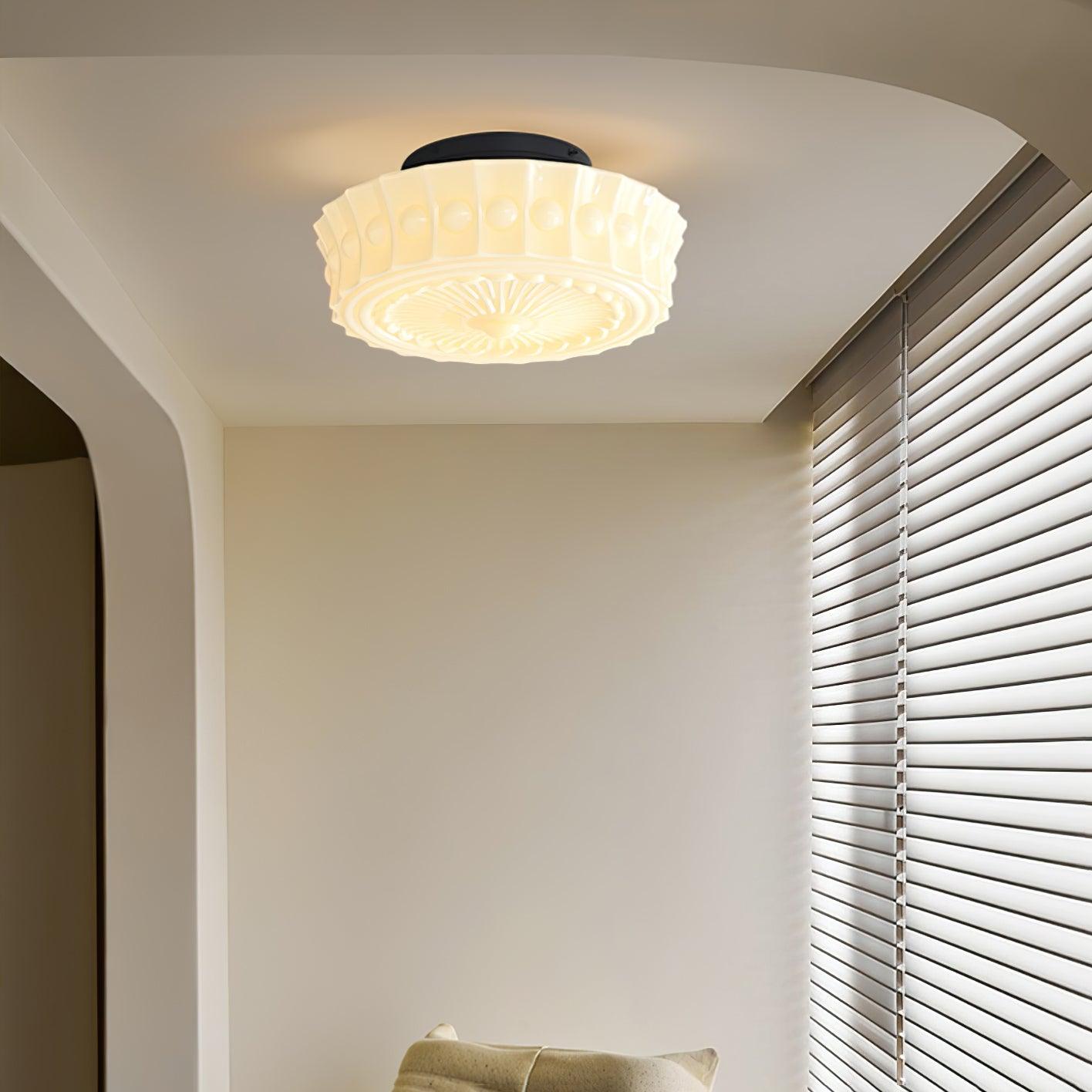 Solara Ceiling Lamp White Glass Floral for Living Room - Letslighting