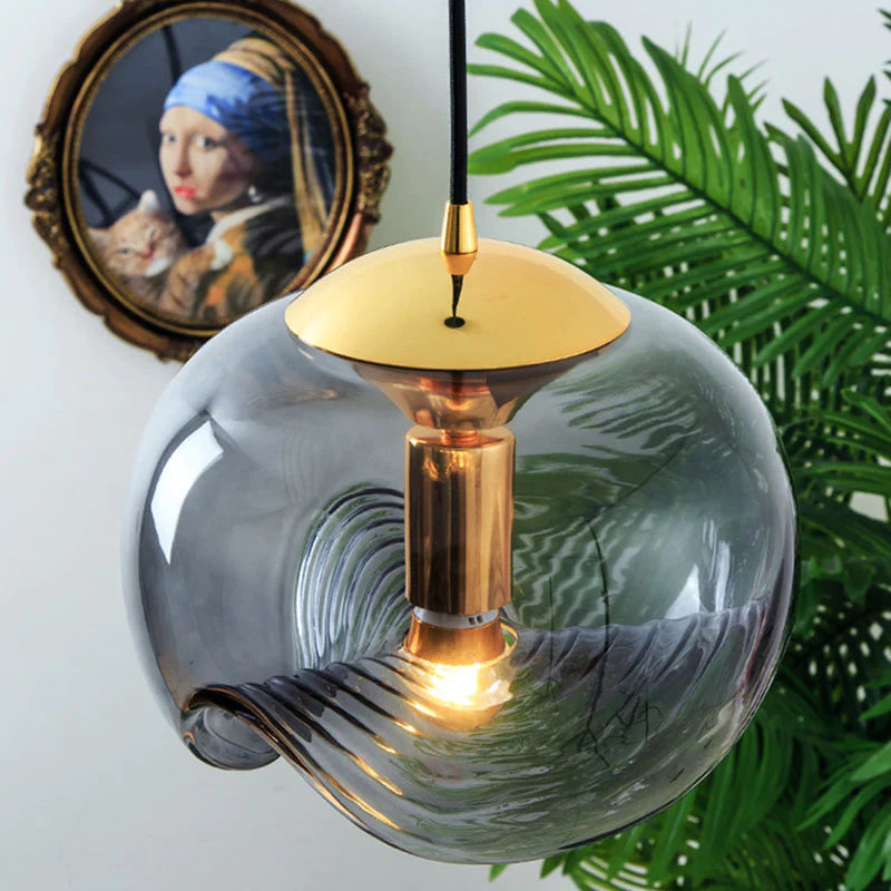 Valentina Design LED Globe Pendant Light Black Glass Bar Counter