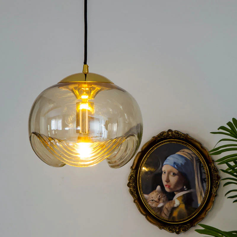 Valentina Design LED Globe Pendant Light Black Glass Bar Counter