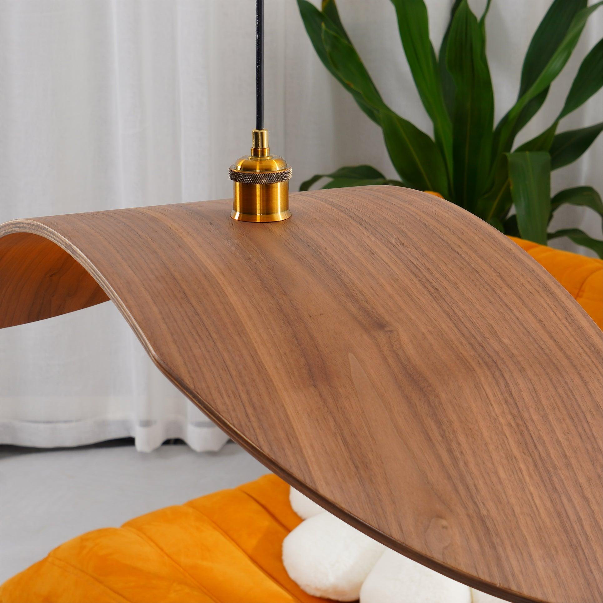 Muto Curved Art Pendant Light, Metal & Wood