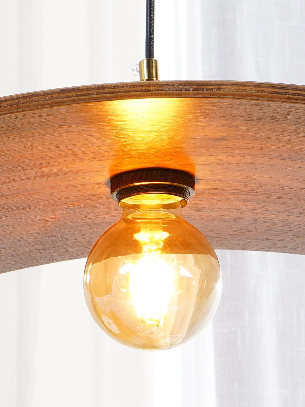 Muto Curved Art Pendant Light, Metal & Wood