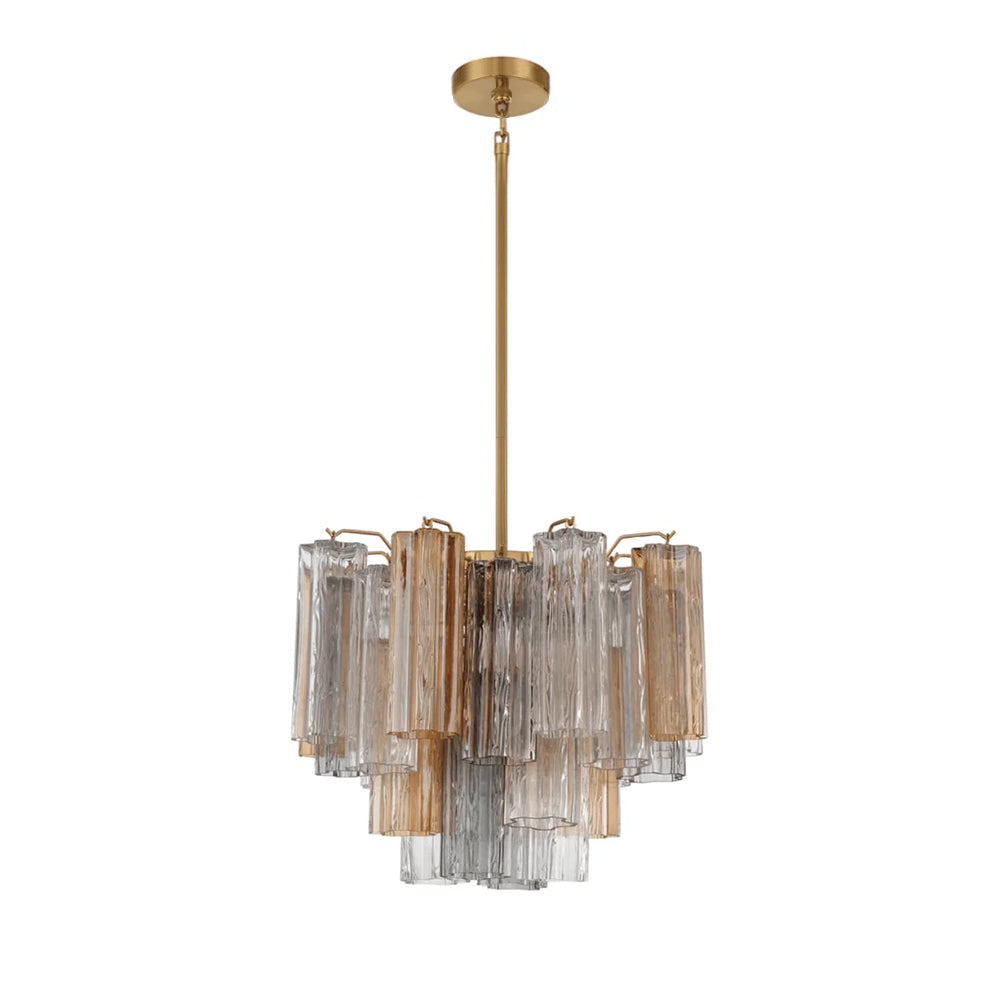 Aurora Murano Chandelier Glass Tube Layered Amber