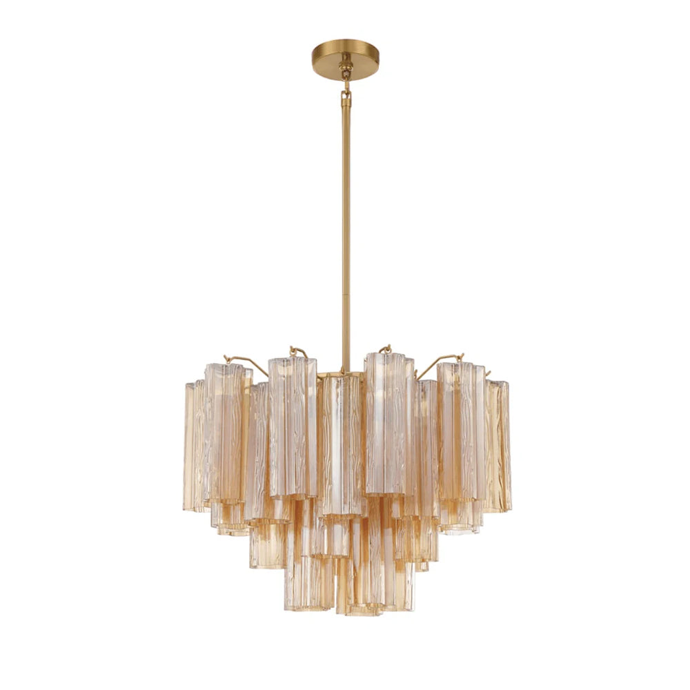 Aurora Murano Chandelier Glass Tube Layered Amber