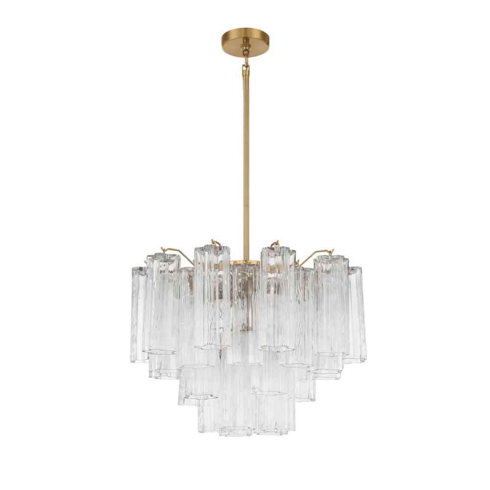 Aurora Murano Chandelier Glass Tube Layered Amber