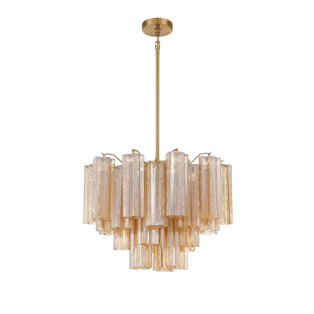 Aurora Murano Chandelier Glass Tube Layered Amber