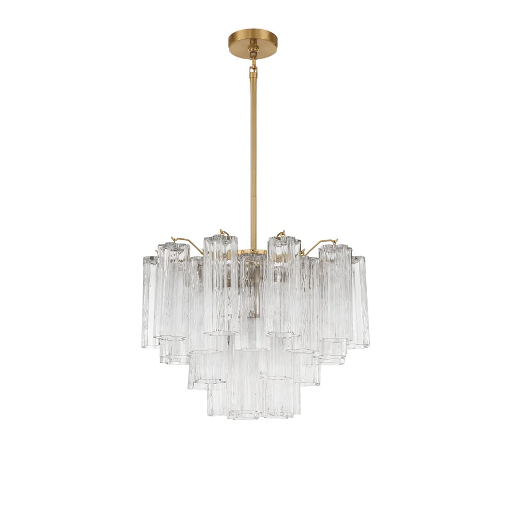 Aurora Murano Chandelier Glass Tube Layered Amber