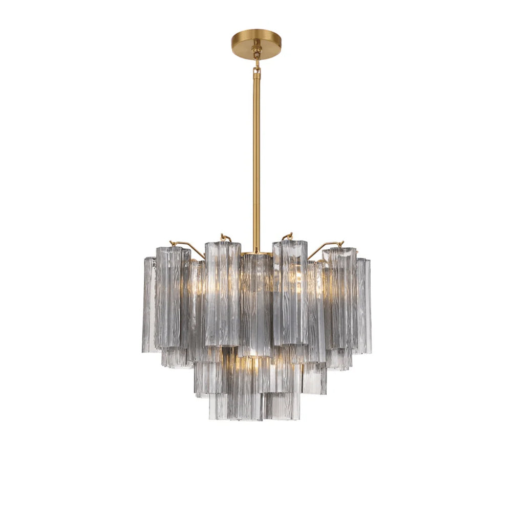 Aurora Murano Chandelier Glass Tube Layered Amber