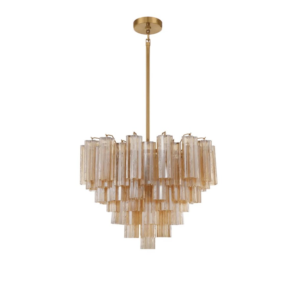 Aurora Murano Chandelier Glass Tube Layered Amber