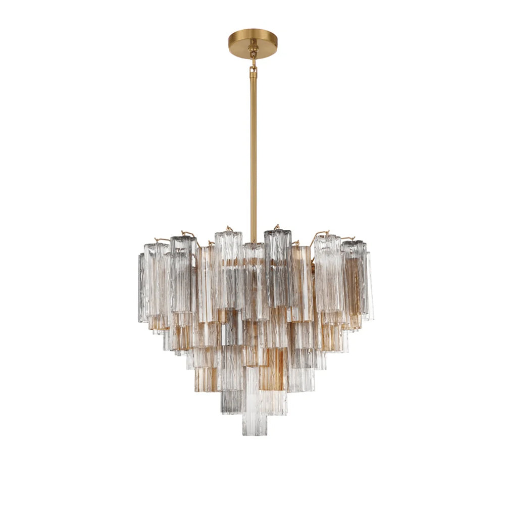 Aurora Murano Chandelier Glass Tube Layered Amber