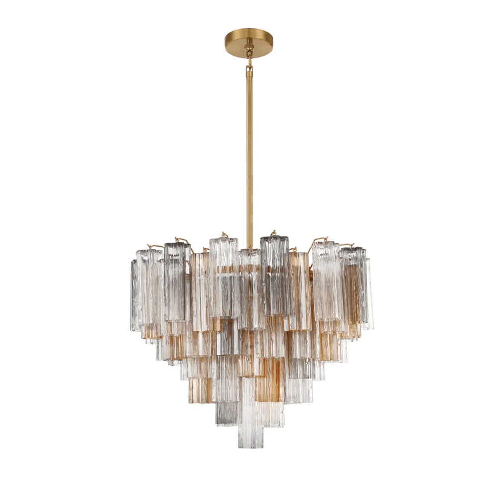 Aurora Murano Chandelier Glass Tube Layered Amber