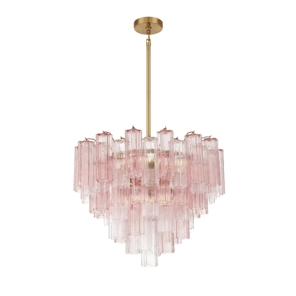 Aurora Murano Chandelier Glass Tube Layered Amber