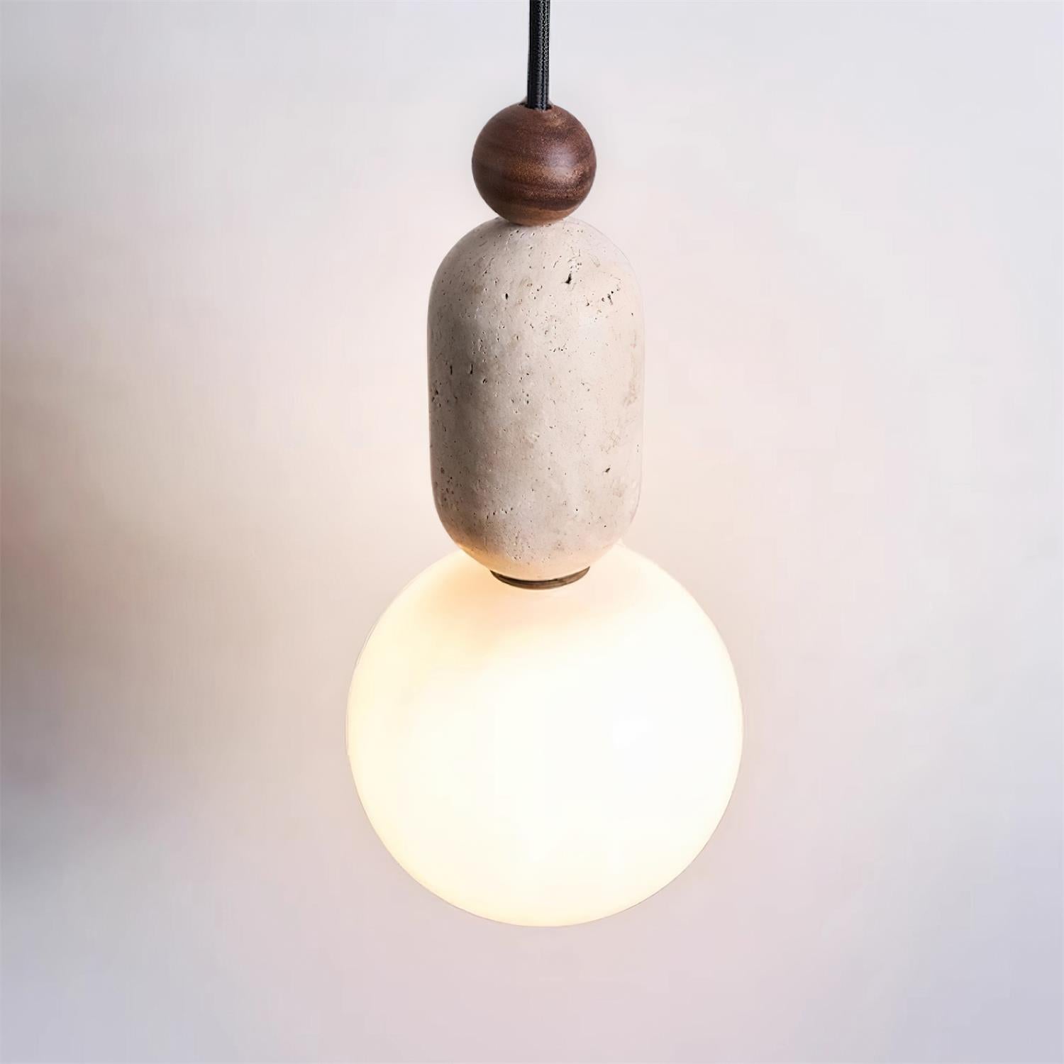 Gavon Glass & Travertine Pendant Lamp - Neutralighting