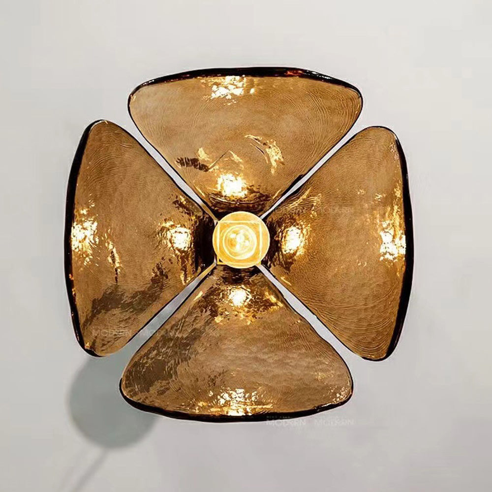 Arisha Handmade Retro Glass Pendant Light, Four-leaf Flower