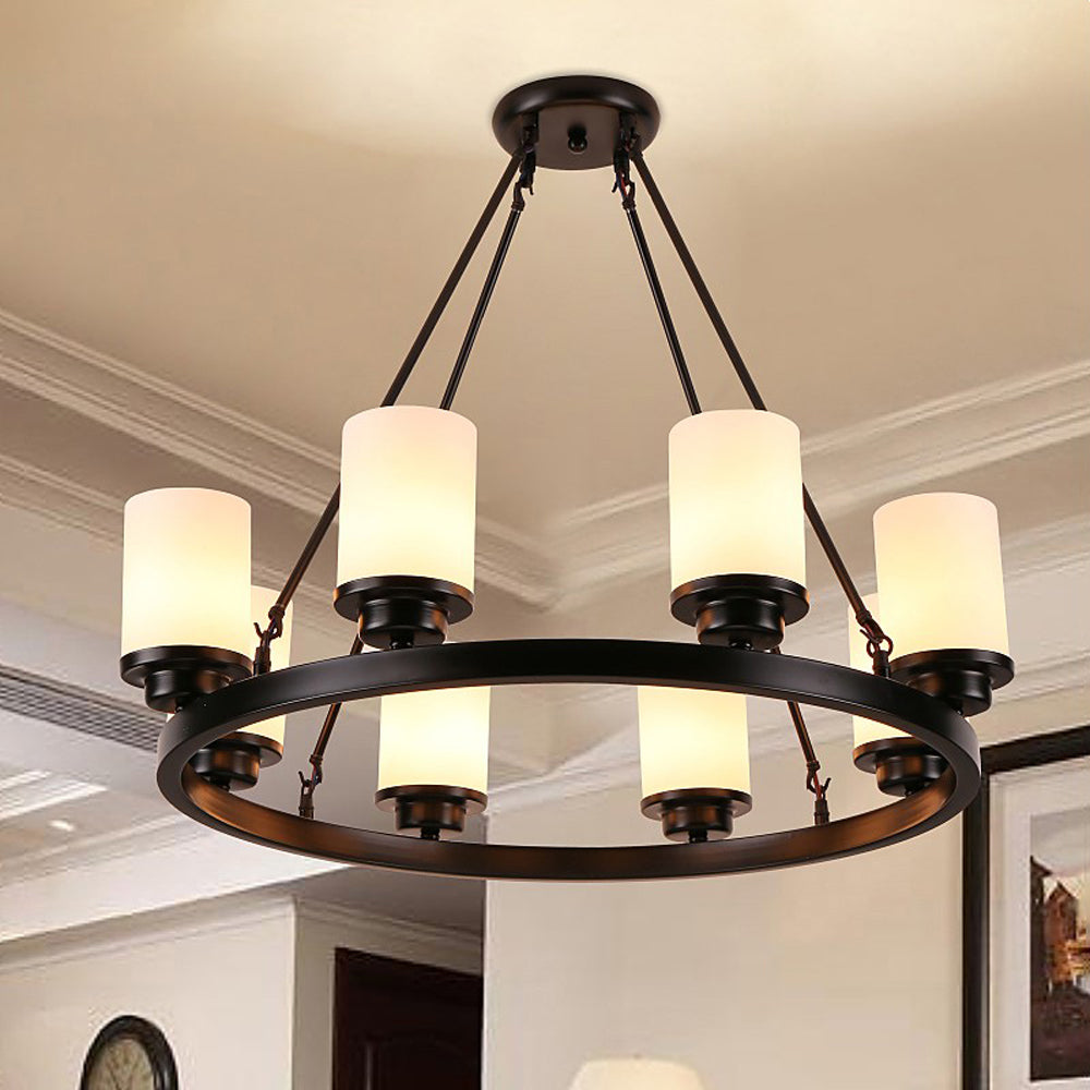 Silva Retro Black Metal/Glass Chandelier for Living Room