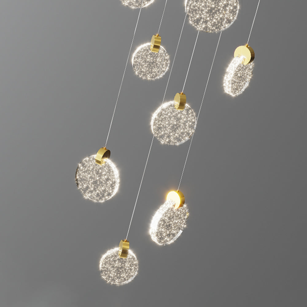 Kristy Luxury Circular Ripple Round Crystal Golden Chandelier