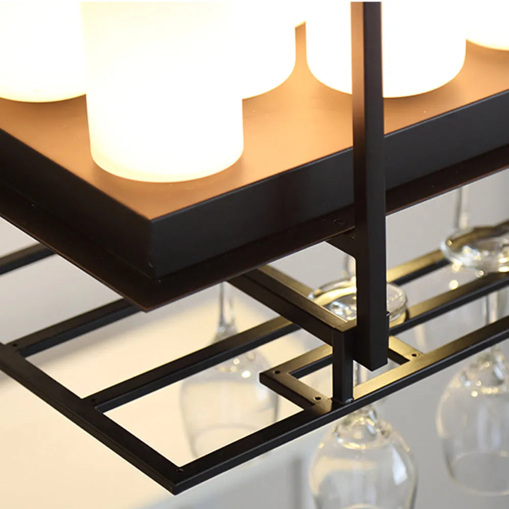 Austin Candle Black Chandeliers for Kitchen Island, Wine Glass Holder