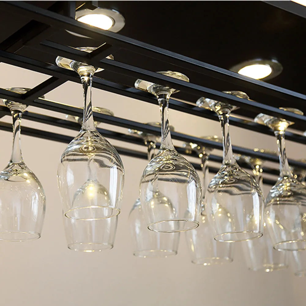 Austin Candle Black Chandeliers for Kitchen Island, Wine Glass Holder