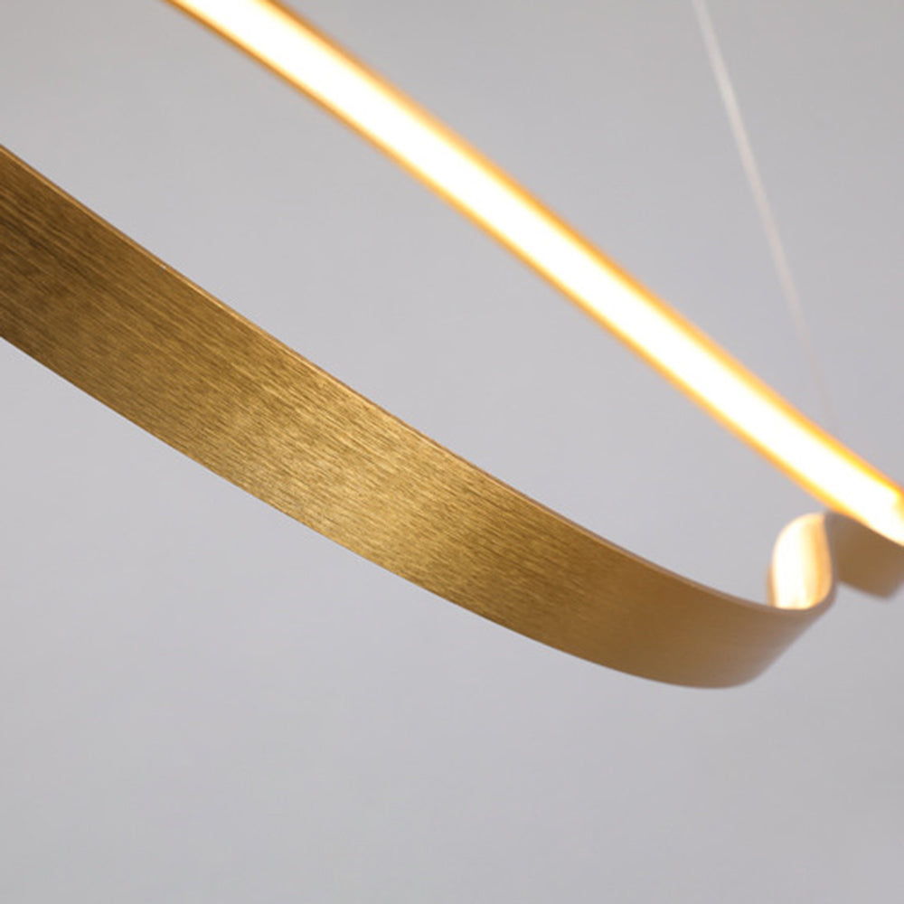 Arisha LED Linear Minimalist Wave Golden Leaf Shaped Pendant Light