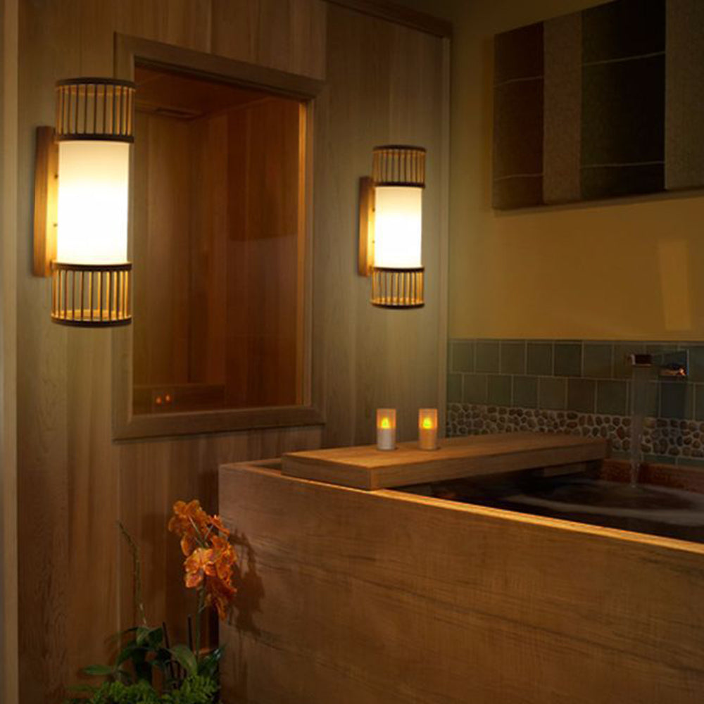 Ritta Wall Lamp Rustic, Muto Rattan Weaving LED, Hallway Wall Sconce