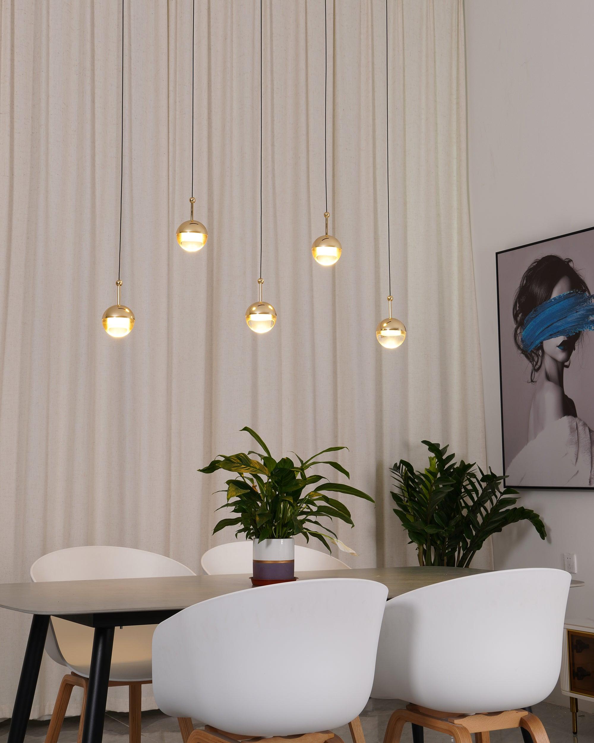 Solara Pendant Lamp Steel Glass Multi Drop Minimalist Staircase - Letslighting