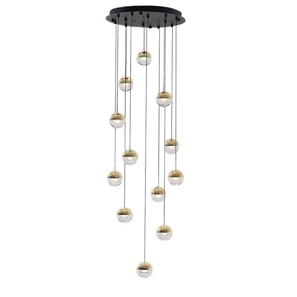 Solara Pendant Lamp Steel Glass Multi Drop Minimalist Staircase - Letslighting