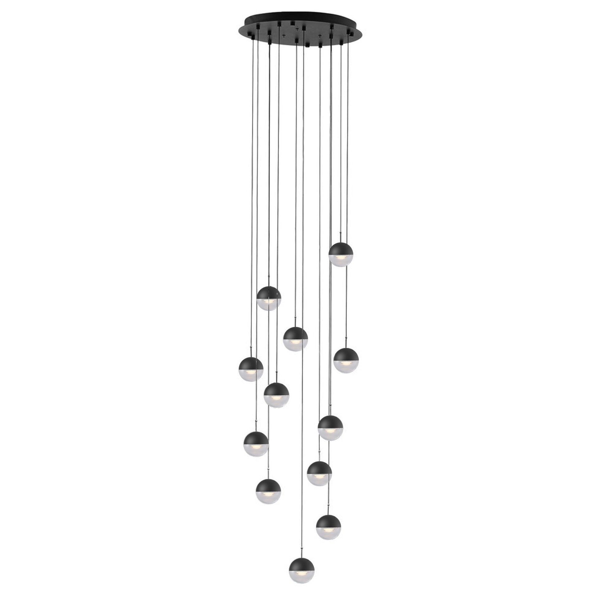Solara Pendant Lamp Steel Glass Multi Drop Minimalist Staircase - Letslighting